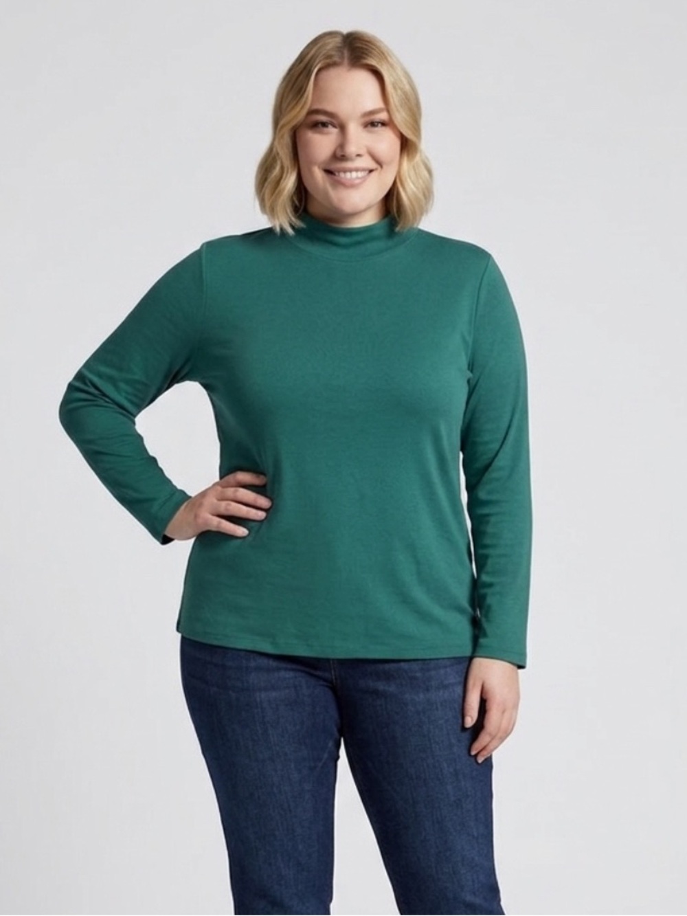 NWT 3XL Karen Scott Woman Long Sleeves Solid Green Plus Size